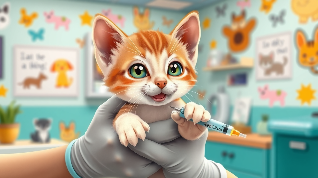 kitten receiving vaccination from gentle veterinarian following core vaccine schedule