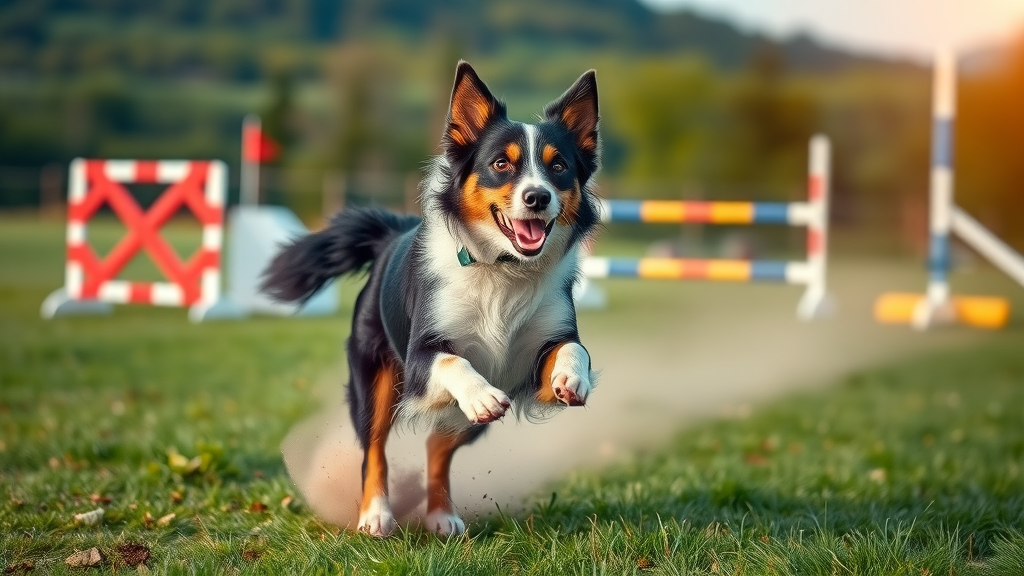 athletic border collie responding to recall during agility training on vibrant outdoor course