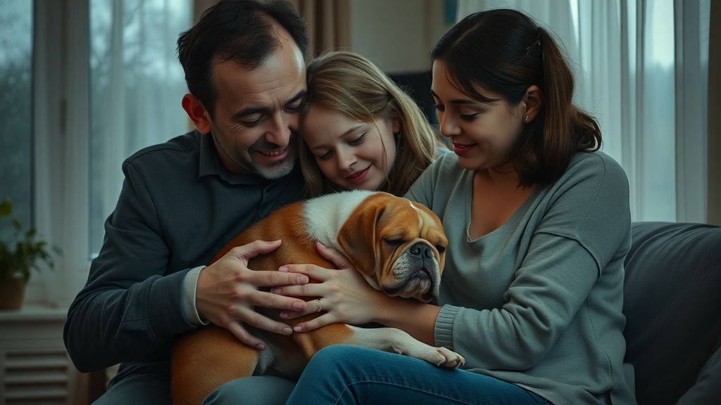 family grieving together as dog provides emotional comfort, how our dog helped us through grief