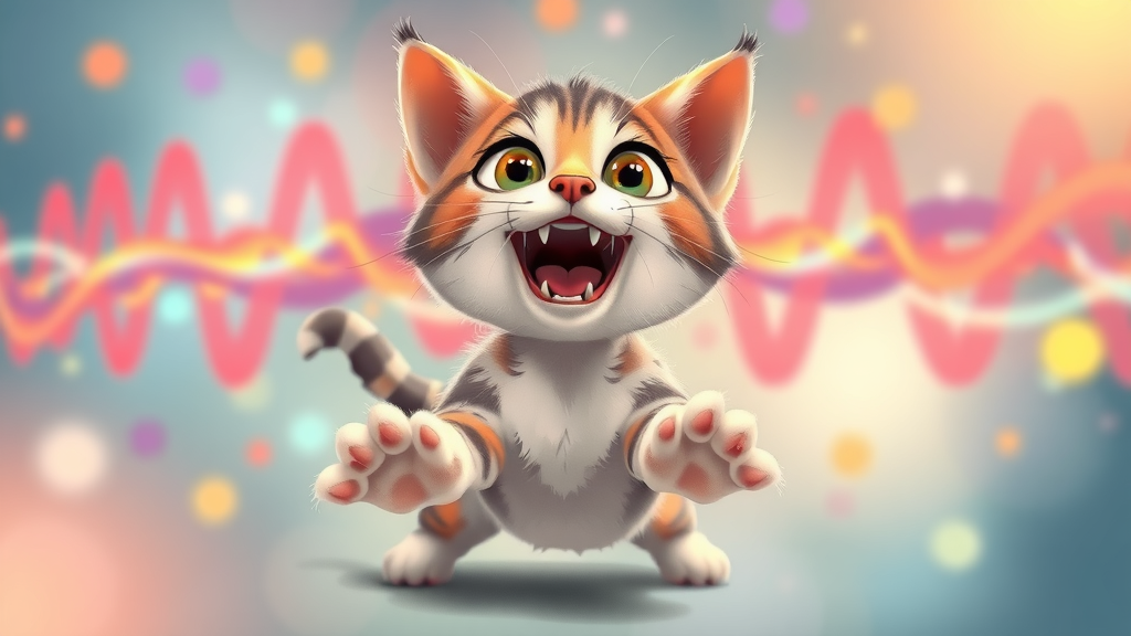 playful young cat meowing, illustrating types of cat meows and their meanings
