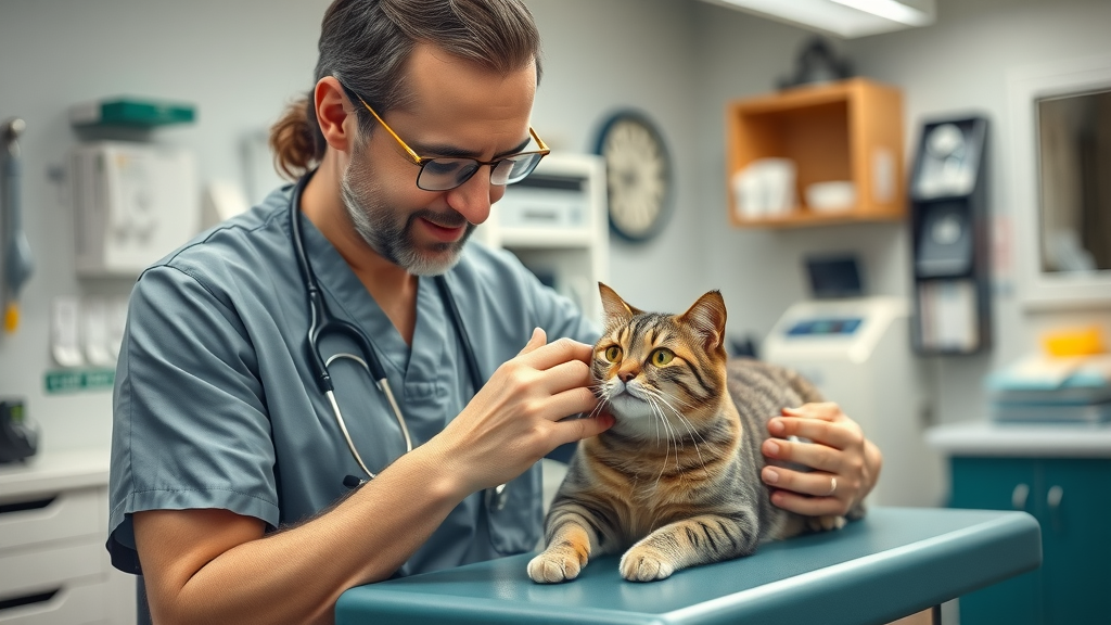 dedicated veterinarian care senior cat exam cat age chart consultation veterinary office image