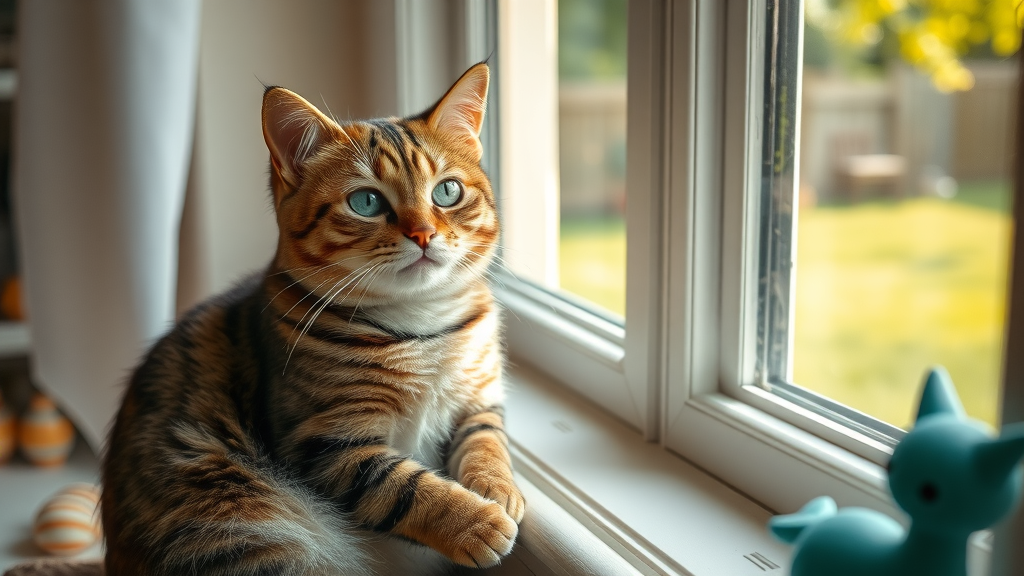 Indoor cat gazing outside, highlighting environmental factors for hairballs in indoor cats