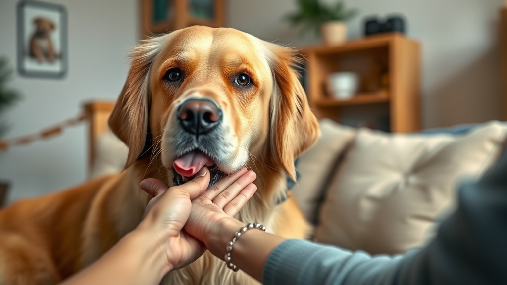 loyal golden retriever licking owner