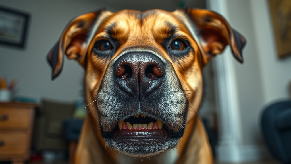 focused close-up of a dog