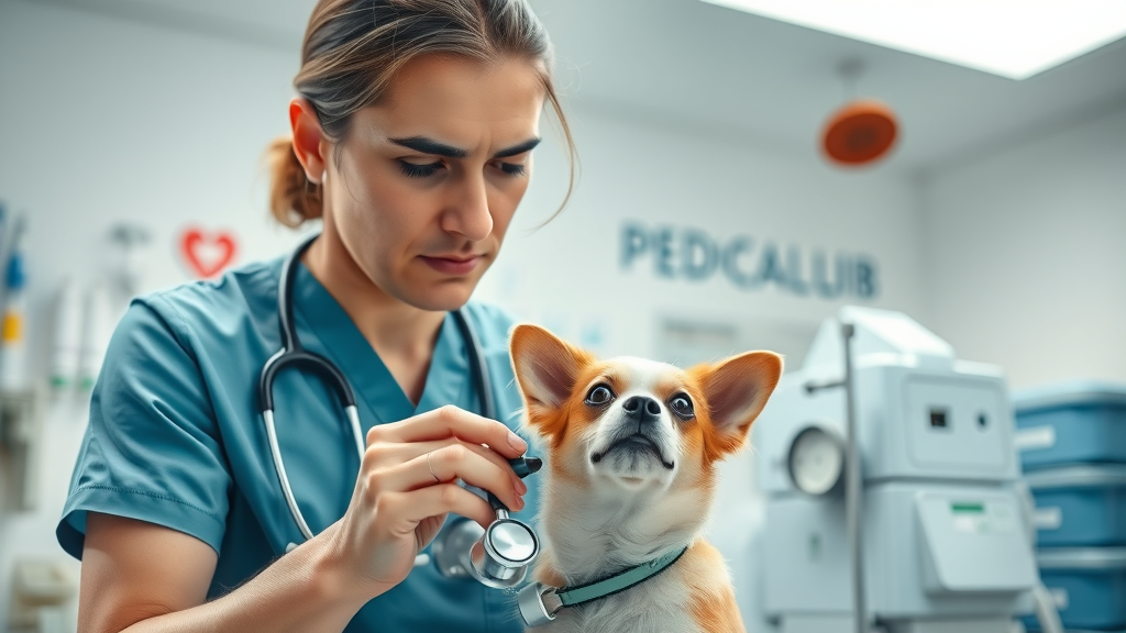 Concerned veterinarian checking a dog with a gentle head tilt. ear infection head tilt in dogs