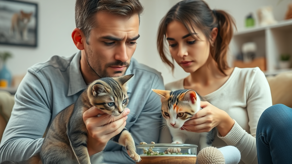 concerned cat owner observing their cat for signs your cat may be sick