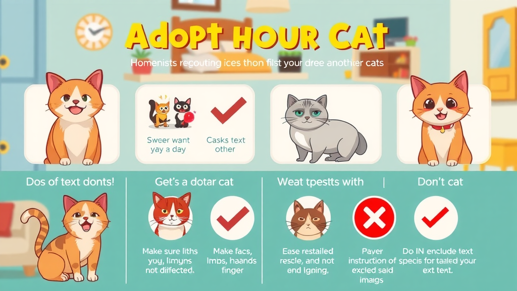 infographic showing cartoon icons of adopting a second cat with do and don’t visuals