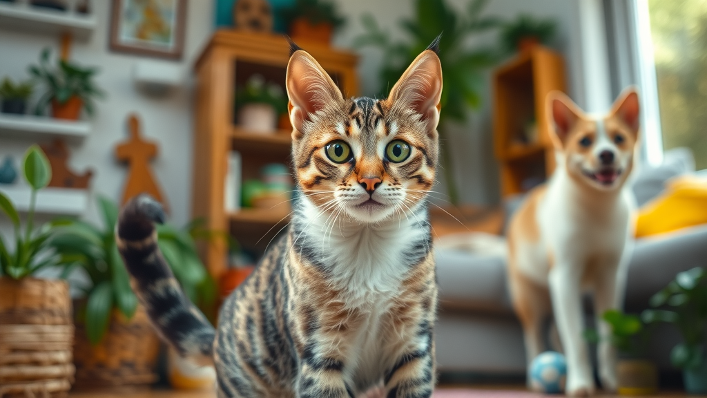 adventurous indoor cat coming when called while ignoring another pet, recall training with distractions