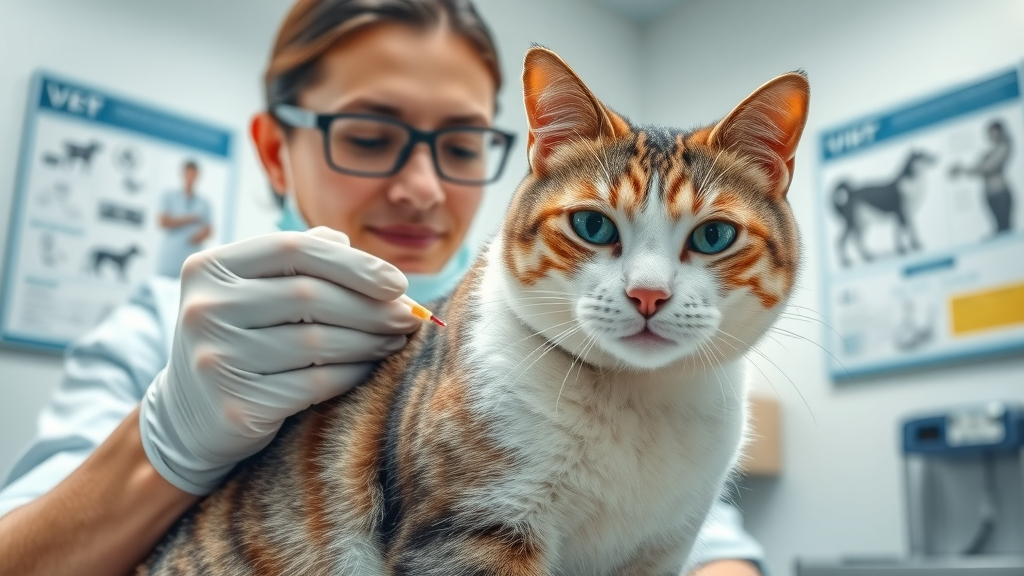veterinarian applying spot-on flea medication to cat - cat flea treatment
