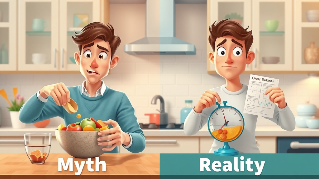 Dog owner comparing myth vs reality of feeding dog right portion size