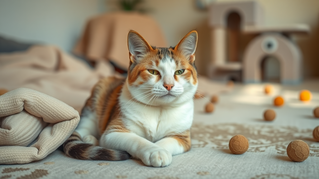 relaxed cat exploring a newly set up safe space in their territory