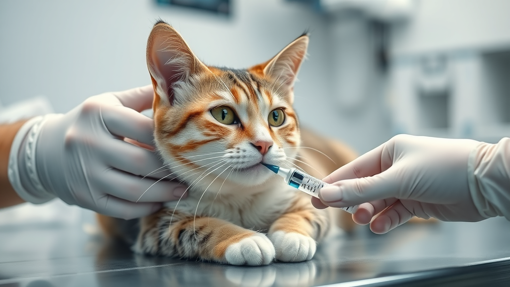 core cat vaccines being prepared by a vet for feline viral rhinotracheitis calicivirus and panleukopenia