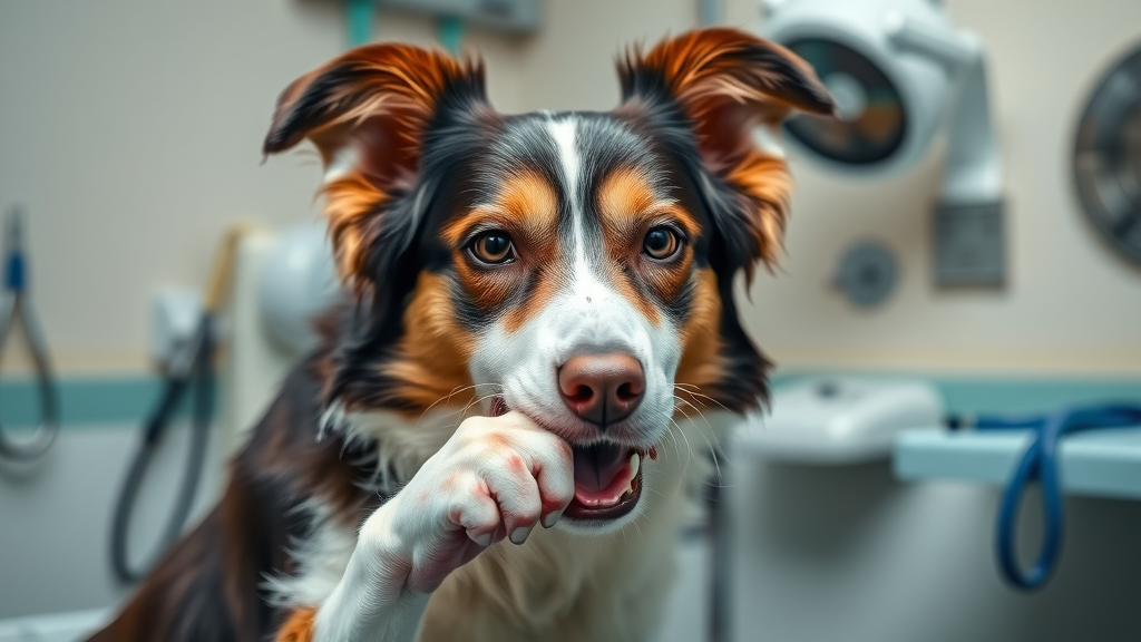 concerned border collie licking irritated paw allergies and dog licking