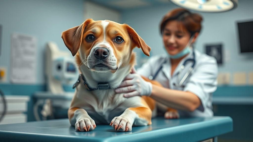 sick dog at vet