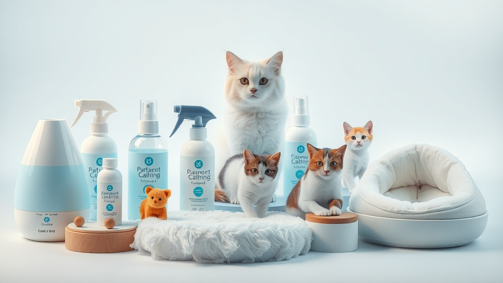 variety of cat calming products to reduce excessive cat meowing