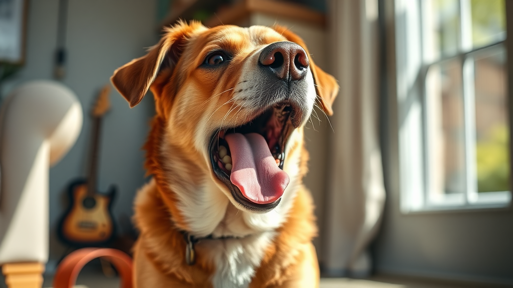 dog with open mouth breathing heavily, difficulty breathing, signs dog is sick