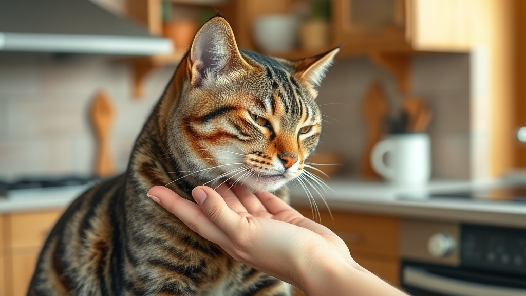 affectionate adult tabby cat gentle love bite owner