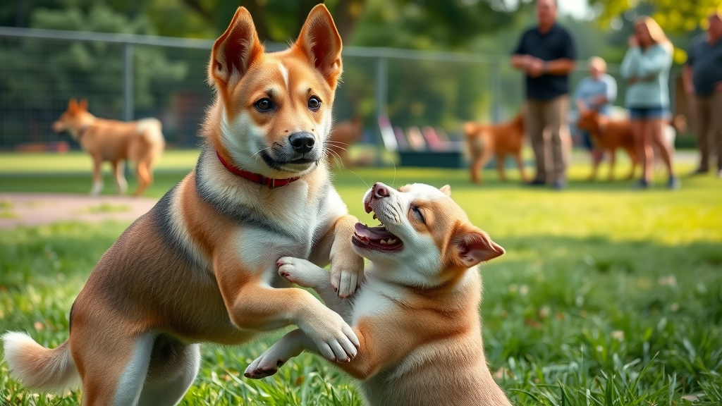 Confident young dog mounting during social play - dog humping other dogs in park setting