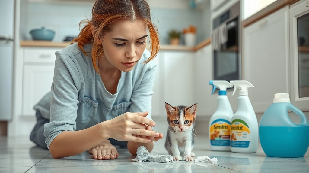 concerned pet owner cleaning up after how do i litter train a kitten accidents using safe products