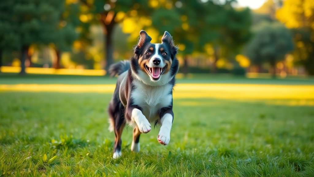 active border collie running in a park, exercise in daily routine for your dog