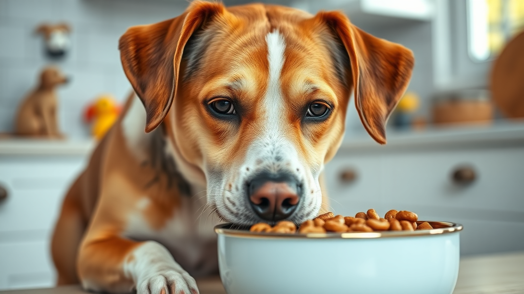 Healthy dog enjoying a feeding schedule as part of a daily routine