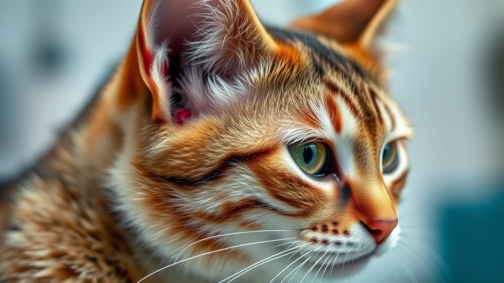 cat with visible ear redness, sign of ear infection, cat ear canal detail, when to visit veterinarian for ear cleaning