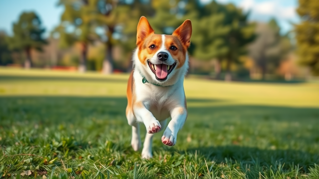 Energetic mixed-breed dog running as part of exercise in daily routine