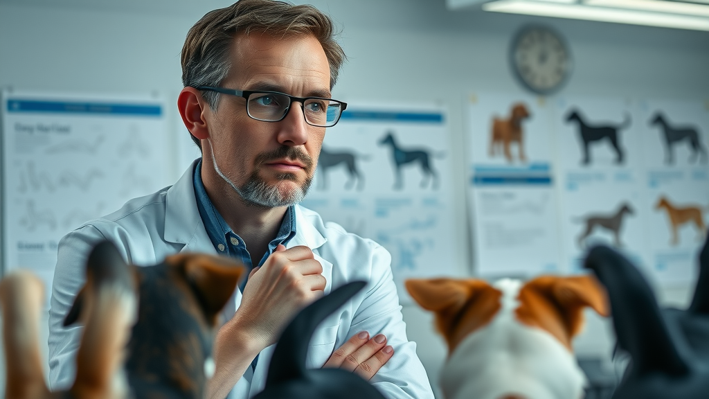 animal behavior scientist observing dogs tail wagging laboratory academic