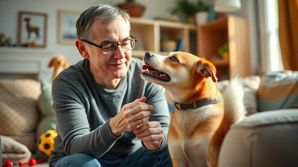pet owner redirecting dog from licking furniture dog lick behavior modification