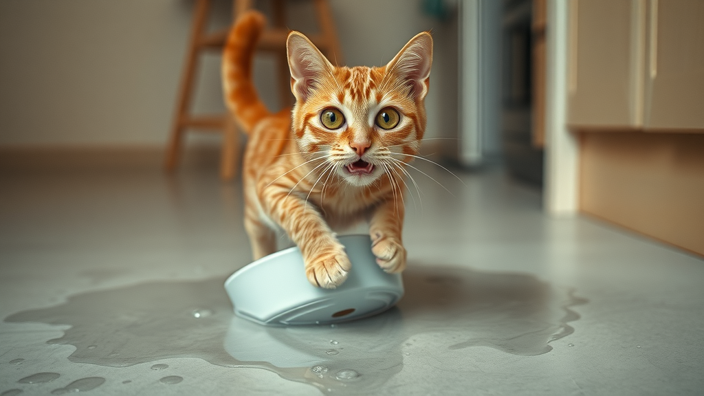 anxious ginger cat startled by water bowl why do cats dislike water fear anxiety
