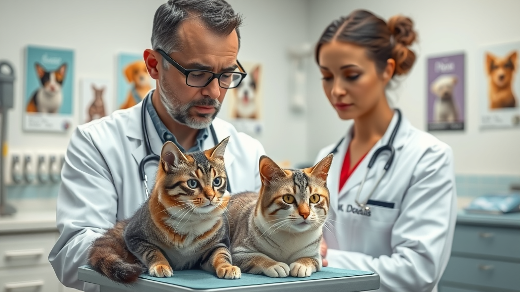 vet examining a senior cat for excessive meowing causes