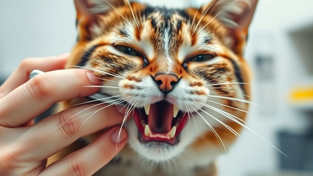 cat owner checking for bad breath and dental disease signs of illness in cats