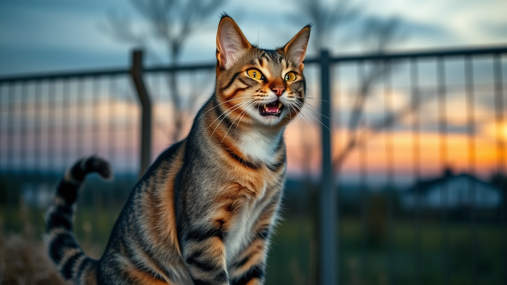 confident male cat meowing outdoors, reasons why male cats meow excessively