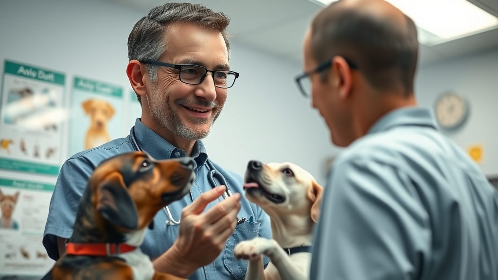 veterinarian discussing dog licking habits with pet owner dog licking behavior consultation
