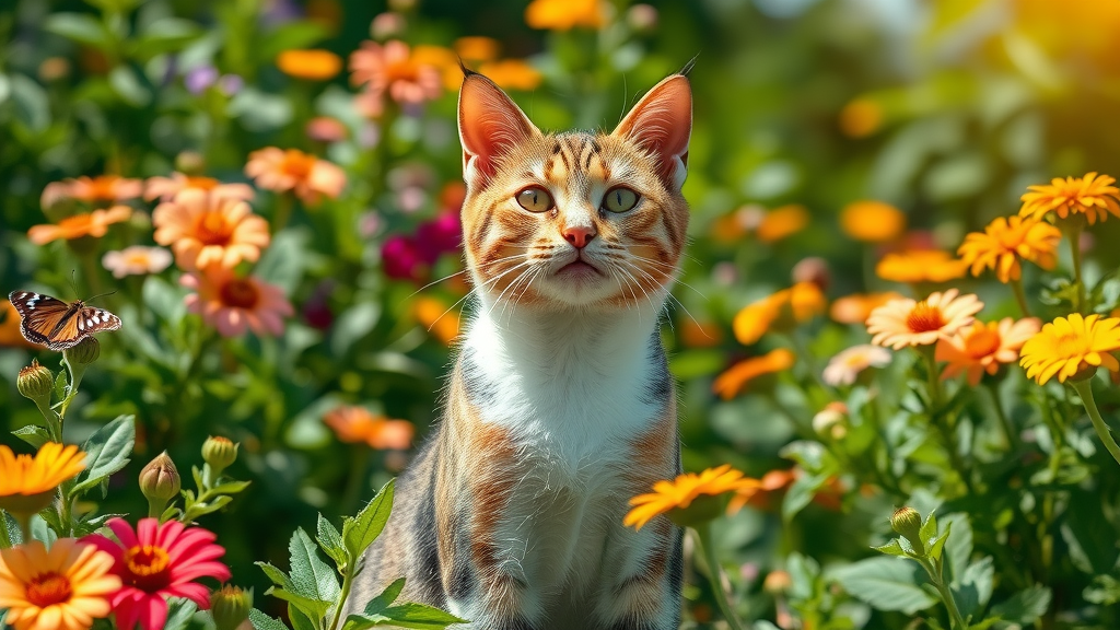 Active outdoor cat among greenery, outdoor cats eat grass often