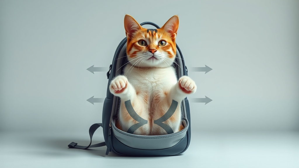 sleek designer cat backpack with safety, ventilation, and ergonomic features displayed. cat backpack for larger and adventurous cats interior view