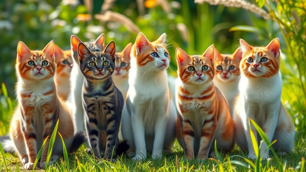Group of diverse cats attentive looking toward invisible cue, coming when called, how do i teach my cat to come when called