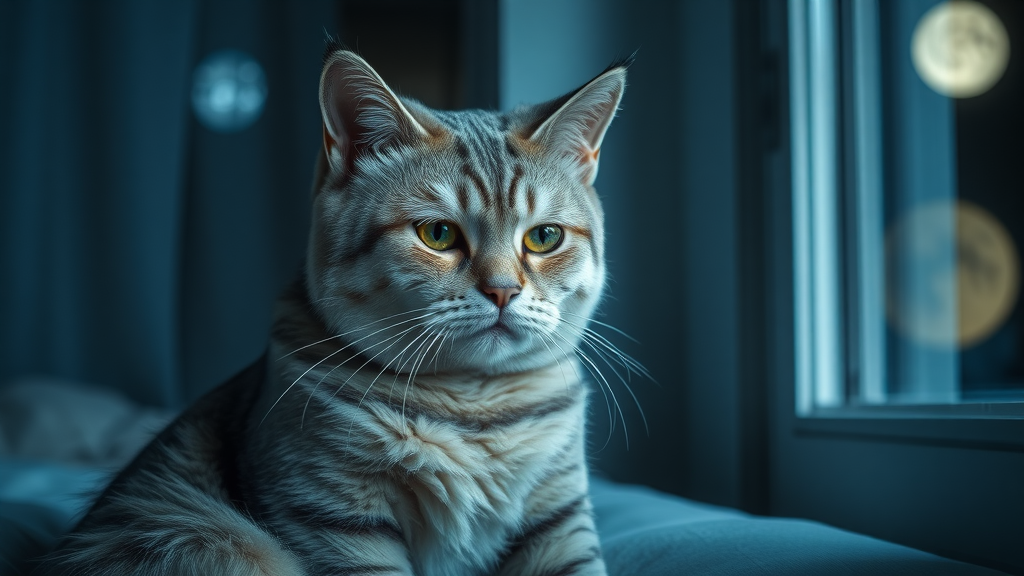 elderly cat meowing at night by window, signs of cognitive dysfunction