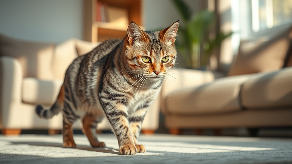 tired elderly tabby cat with low energy level showing signs of illness in cats