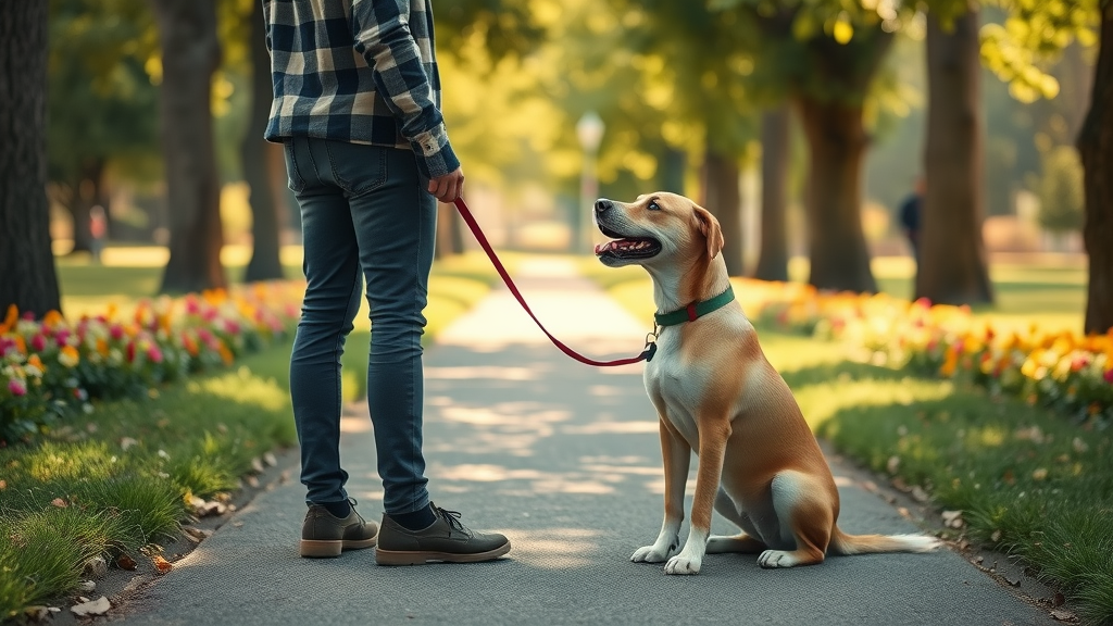 owner rewarding calm dog after leash walk, reinforcing leash training consistency