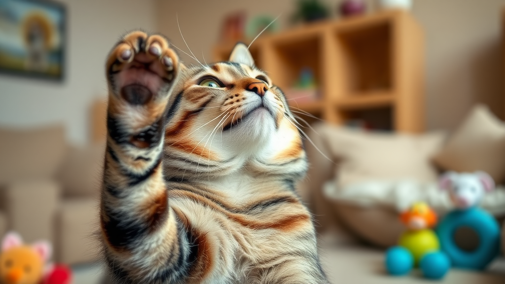 affectionate tabby cat looking at owner meowing for attention, cat meowing