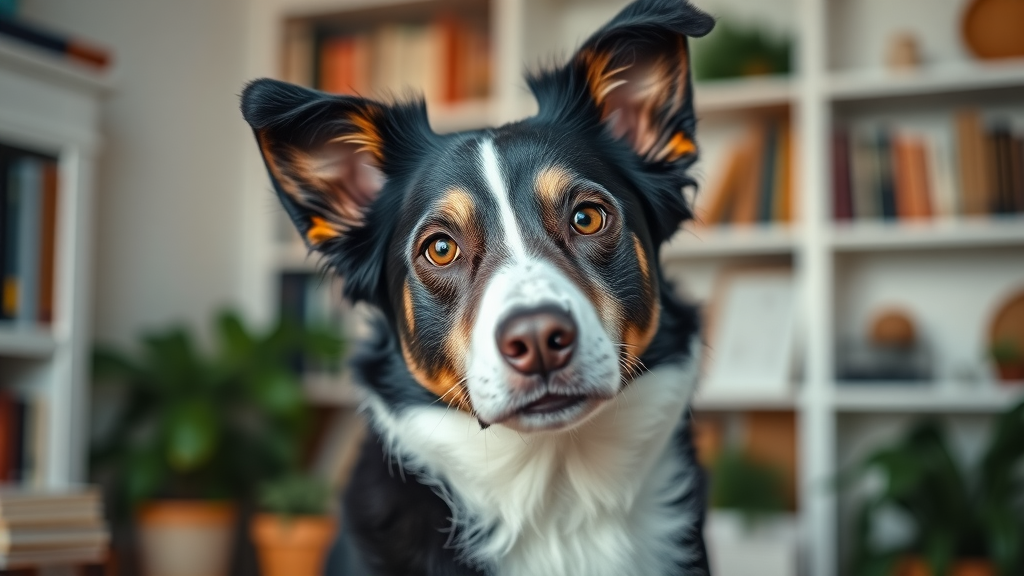 Intelligent border collie tilting its head in a home office. why does my dog tilt its head?
