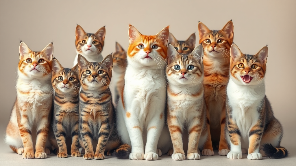 variety of cat breeds demonstrating different cat meow behaviors