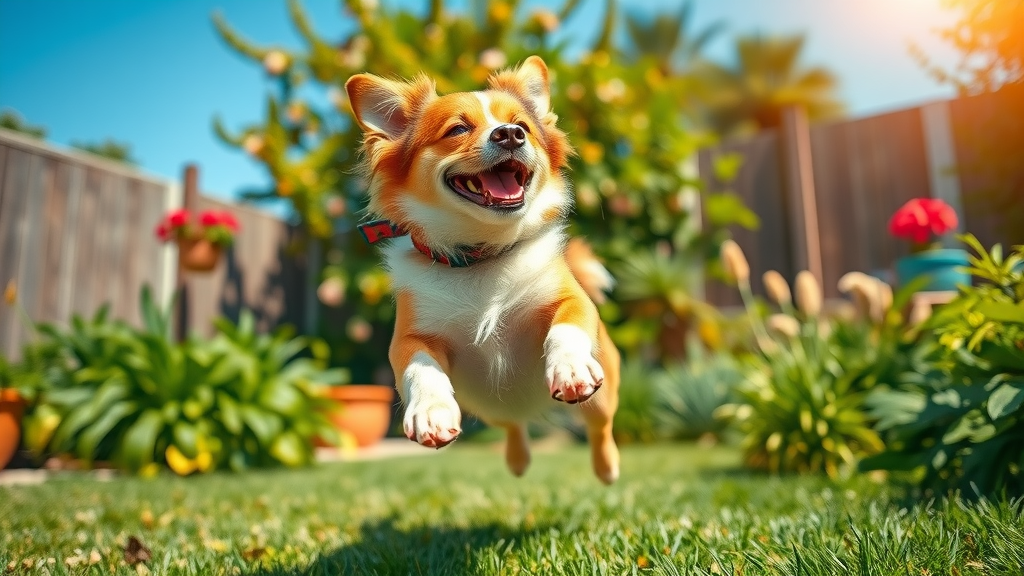 Healthy dog in sunny garden, prevent signs my dog is sick with good pet care